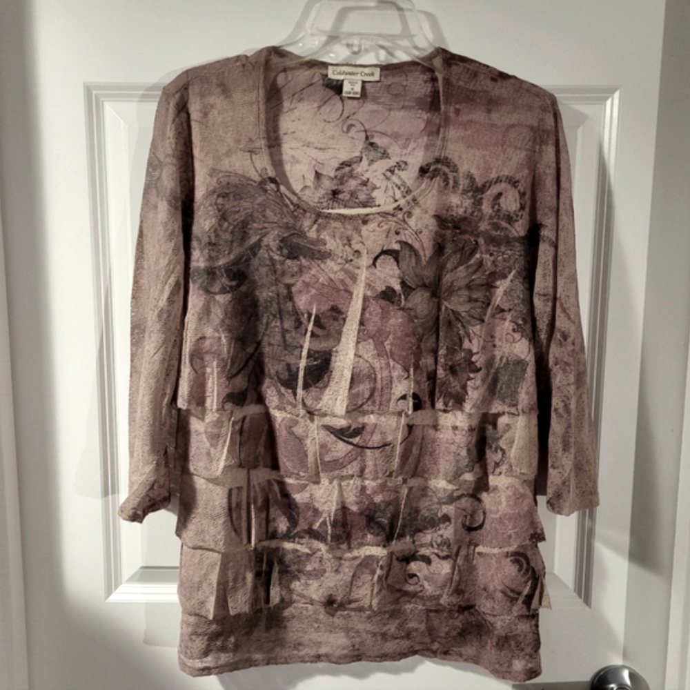 Coldwater Creek 3/4 sleeve multicolor with layered look in front 1X